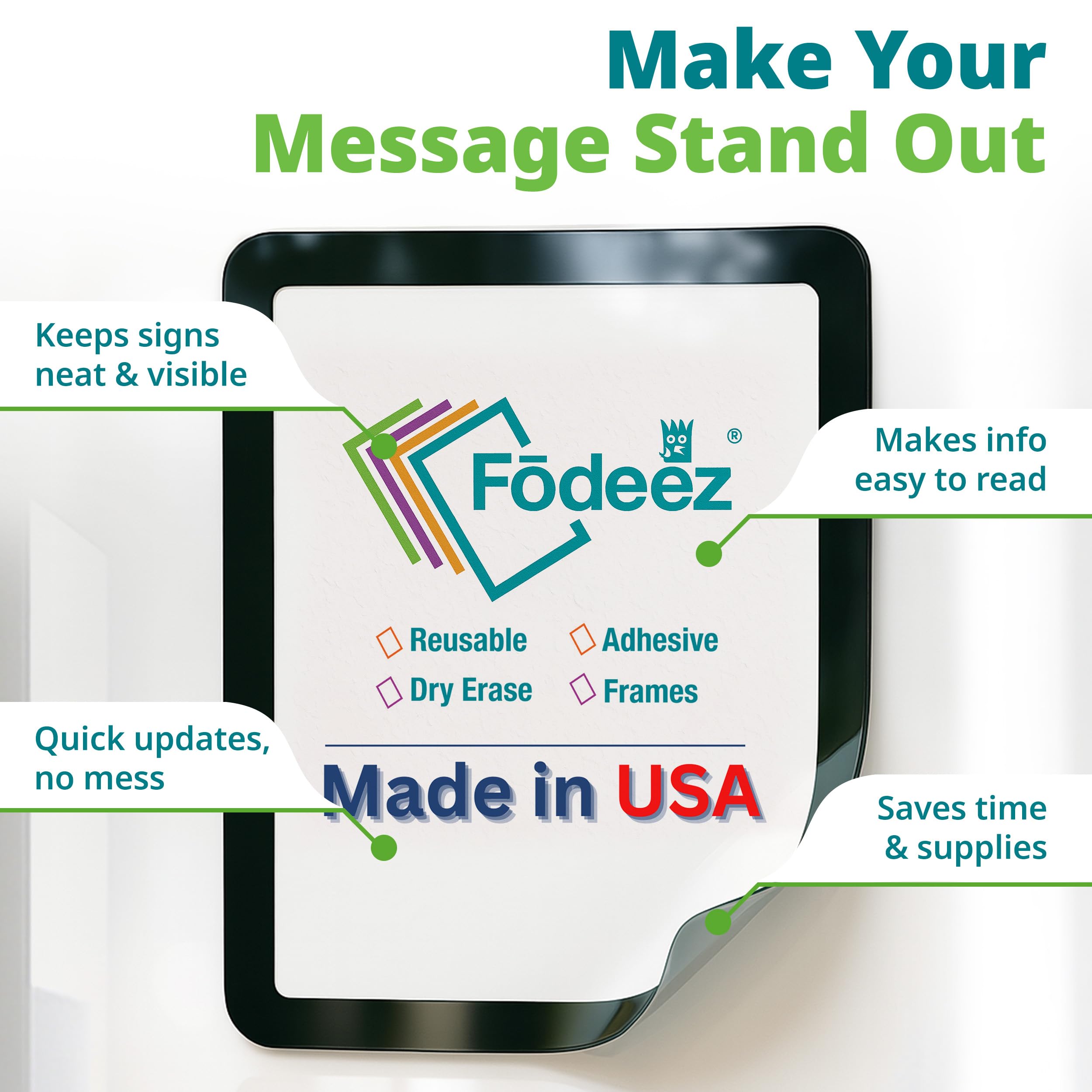Fodeez window sign holder on glass for storefront notices