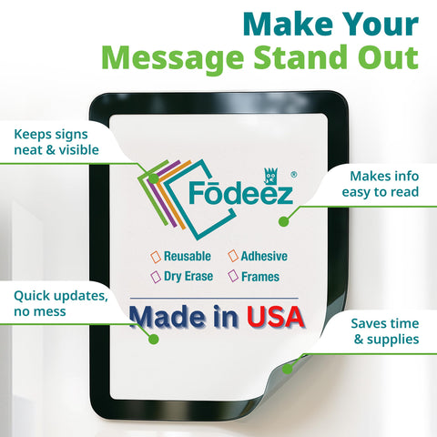 Fodeez window sign holder on glass for storefront notices