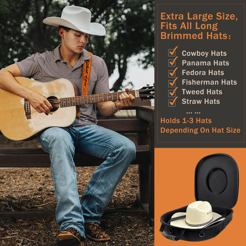 Foeran Travel Hat Case inside elastic straps secure hats during transit.