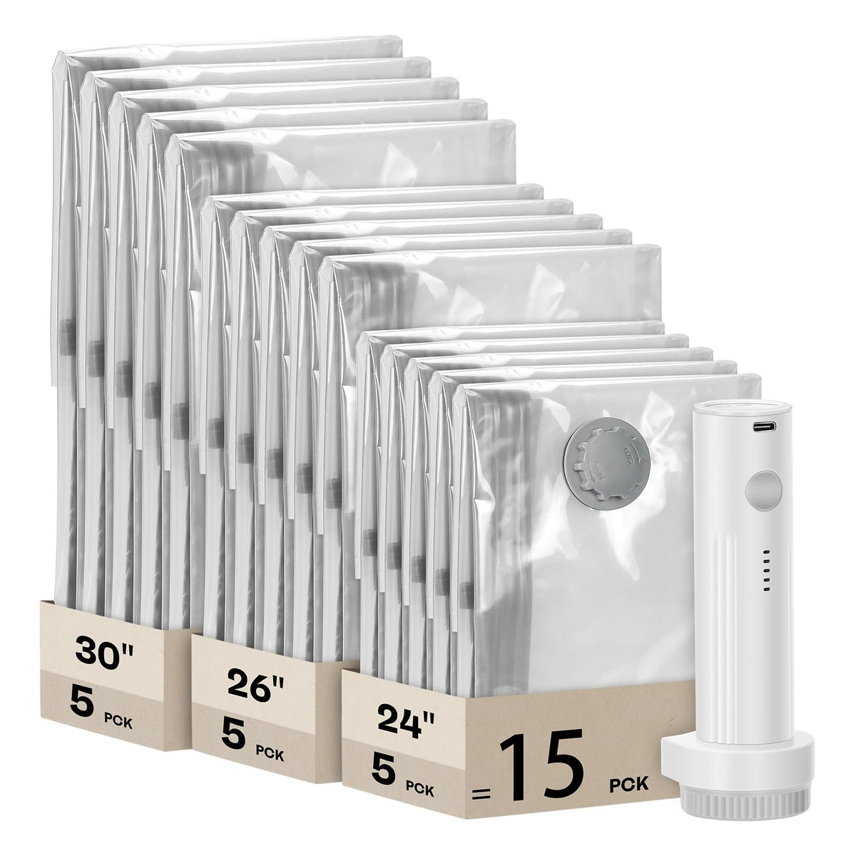 Foergenova vacuum seal bags with wireless pump for easy travel packing.