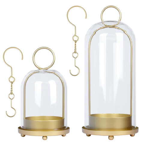 Fohil hurricane glass candle holder with 5-inch dome shields flame for steady burn