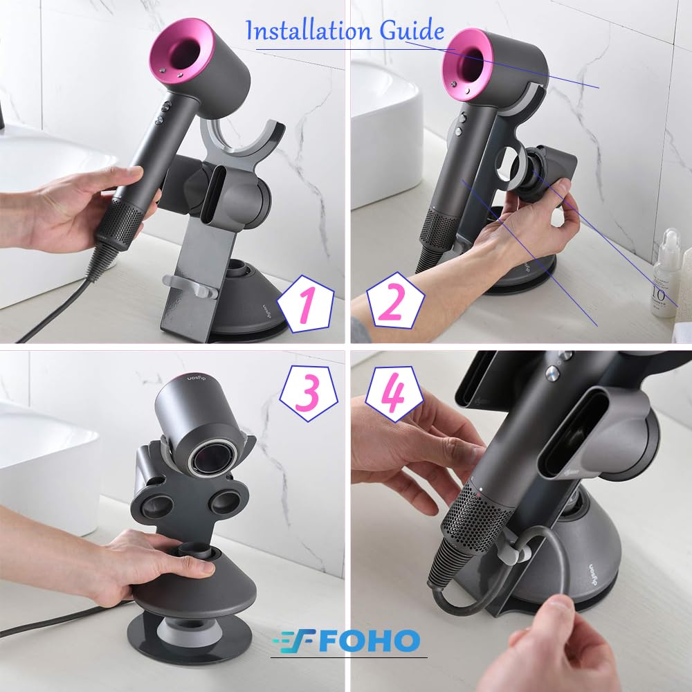 Foho diffuser and nozzle organizer dock offers quick access during styling
