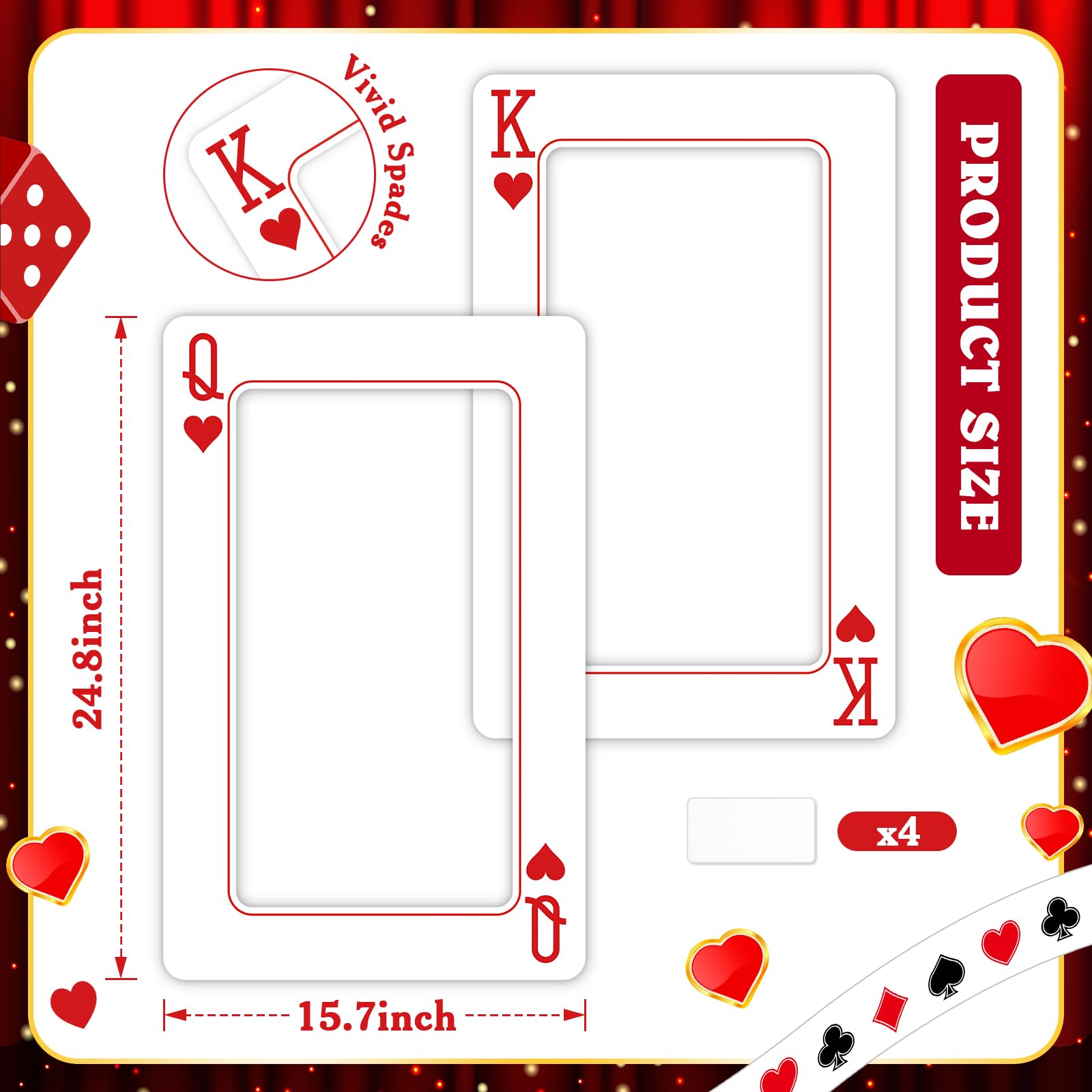 Foilswirl giant playing card frame K heart ideal for poker night group photos.