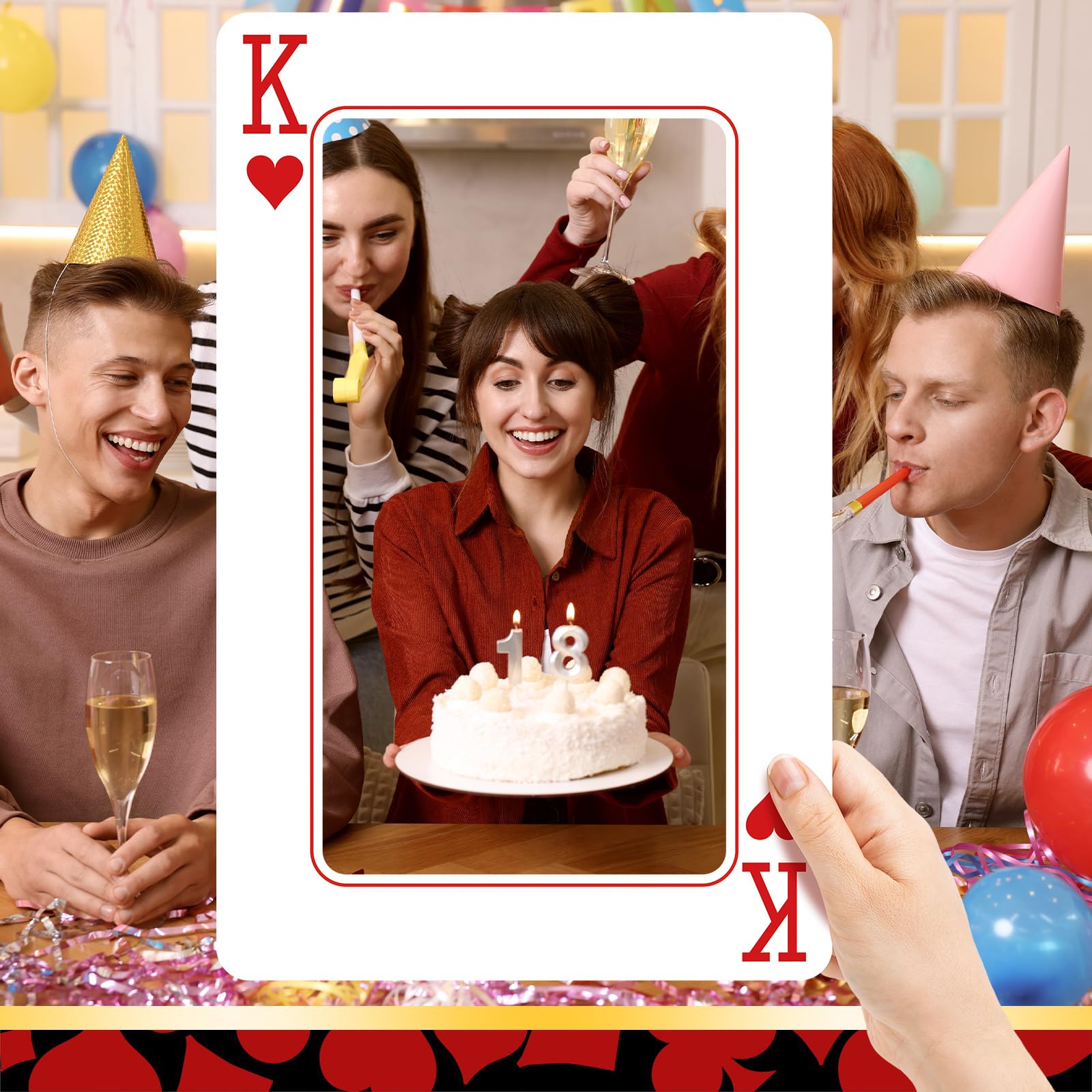 Foilswirl lightweight PP plastic frame easy to place and reuse at parties.