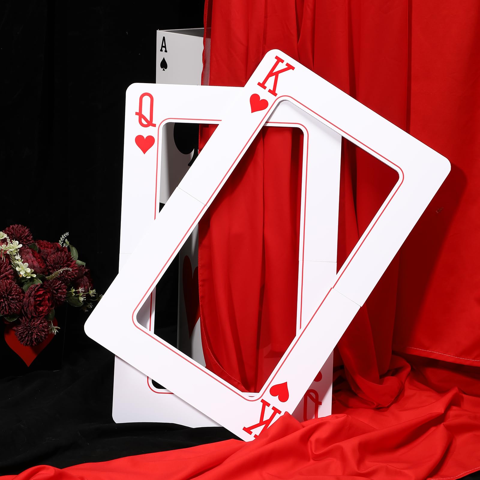 Foilswirl romantic heart design frame adds elegant casino-themed photo prop.