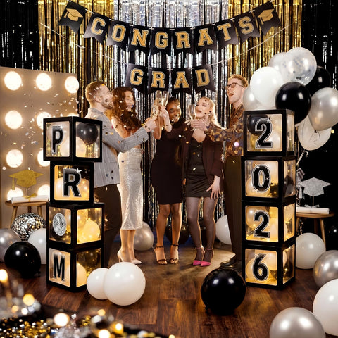 Foilswirl stackable party display fits floor entryway or stage setups