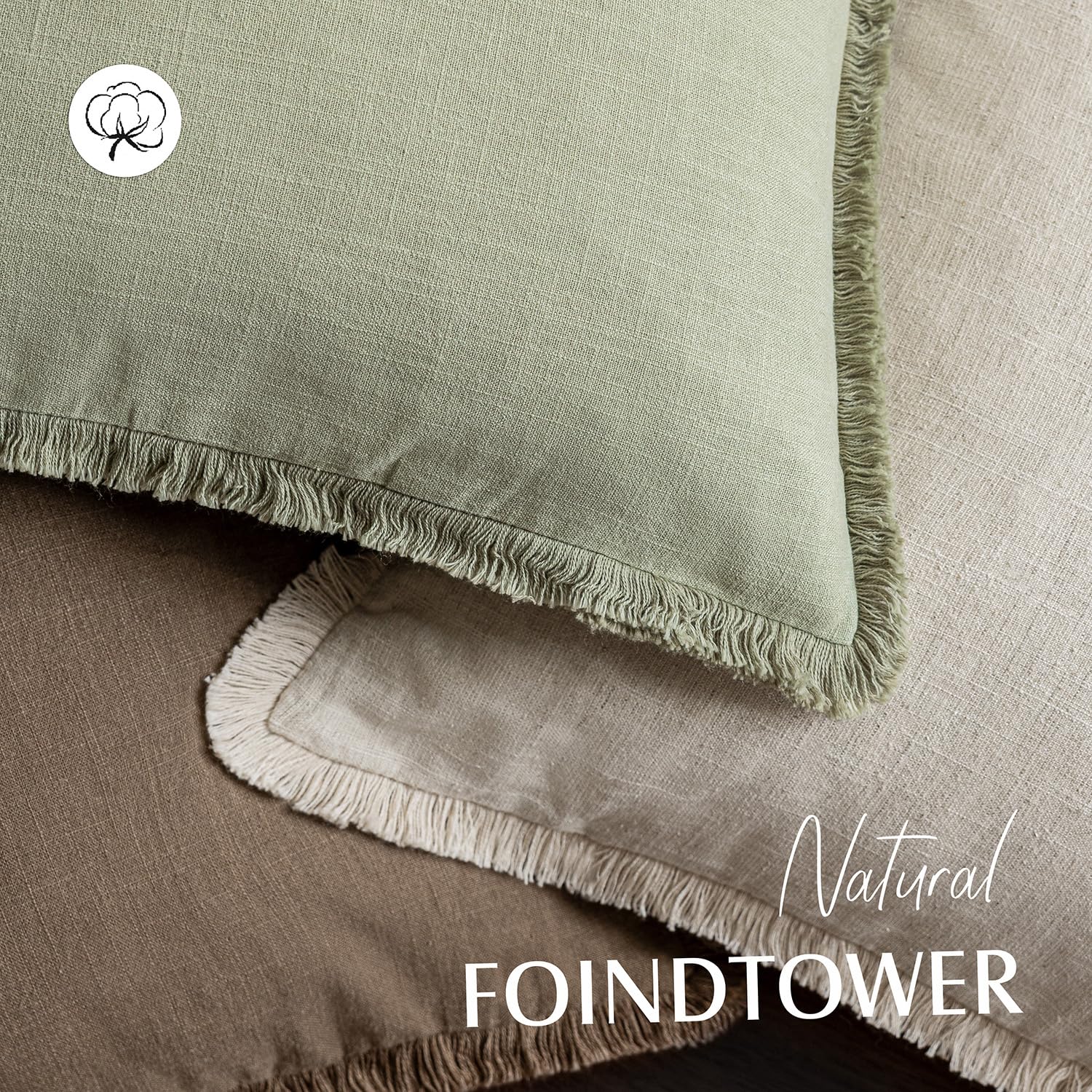 Foindtower 18x18 sage pillow cover fits standard inserts for versatile decorating.