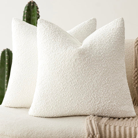 Foindtower bouclé pillow cover with textured weave for cozy living room decor