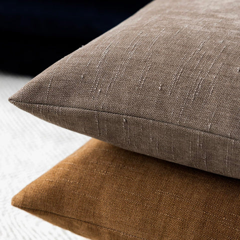 Foindtower chenille fabric detail highlights warm texture in taupe shade