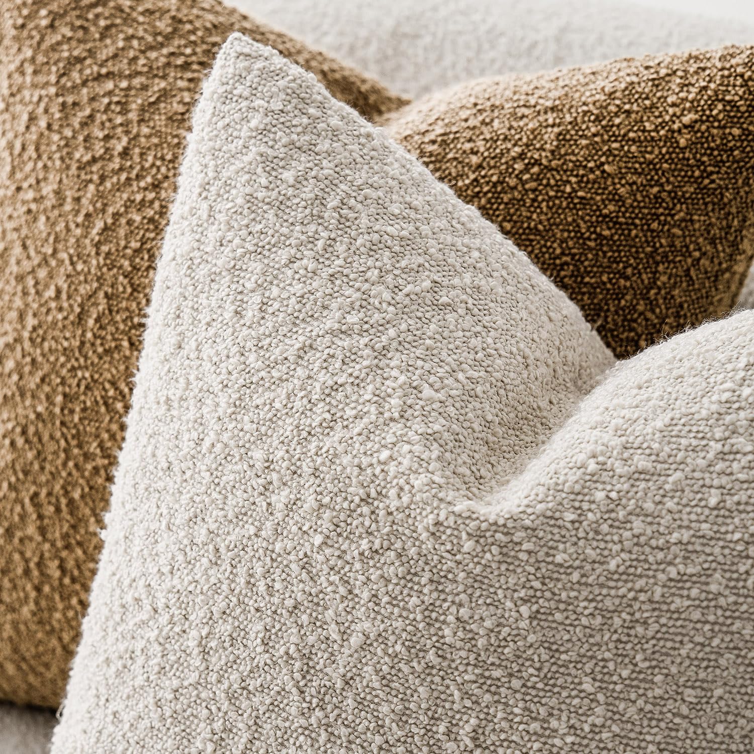 Foindtower decorative pillow cover in neutral tones enhances living room decor