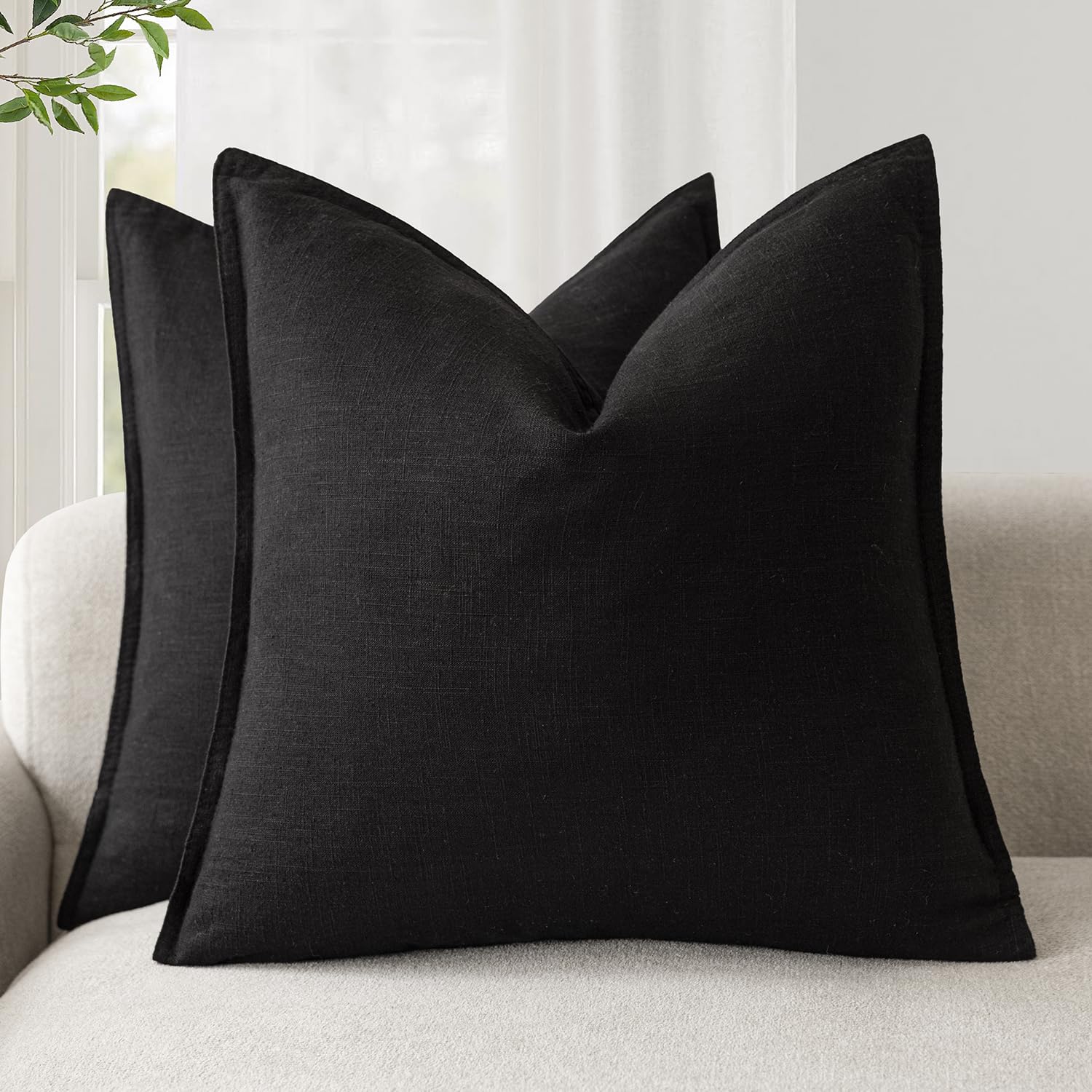 Foindtower flange pillow edge 20x20 black enhances sofa styling with a clean line