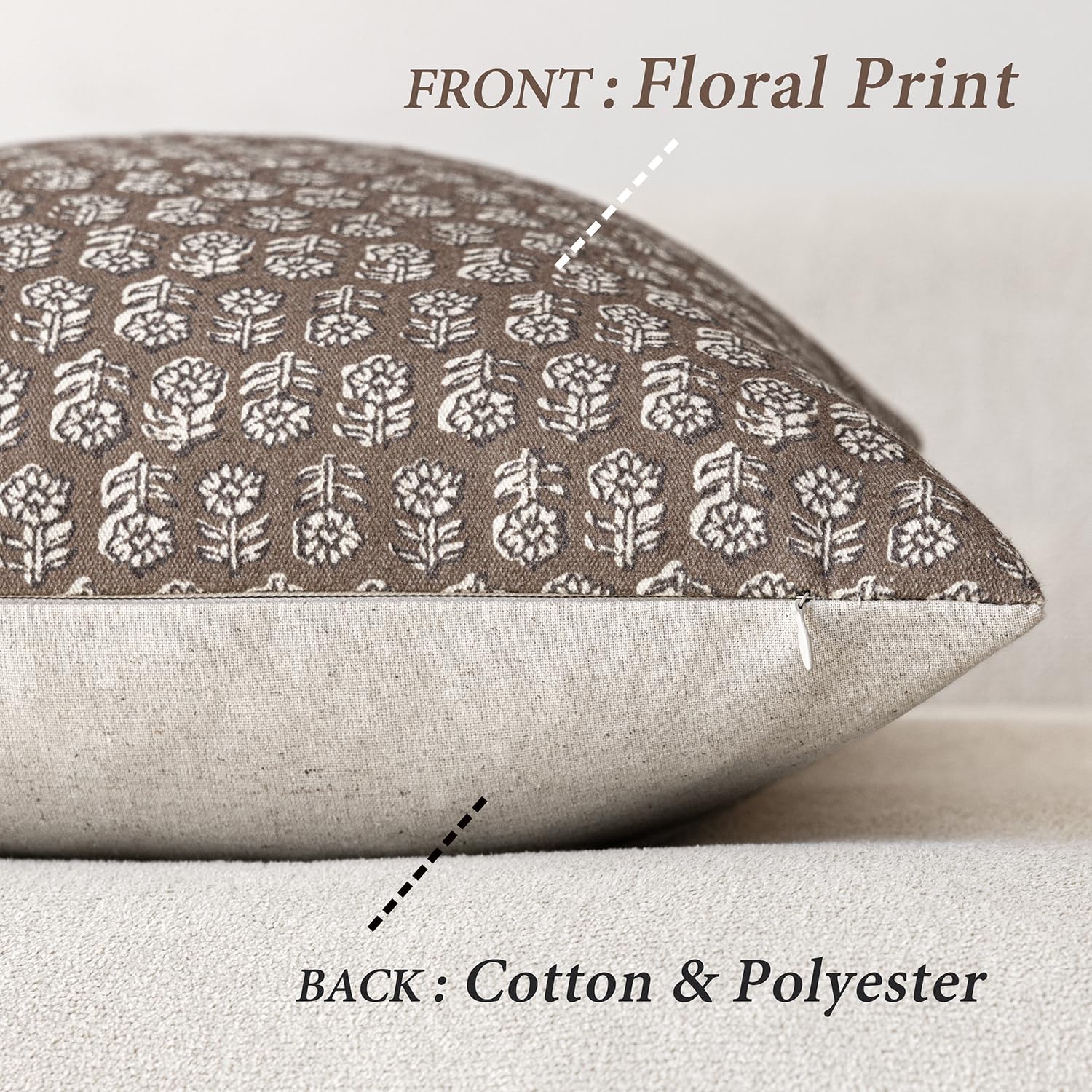 Foindtower floral-pillow-cover-brown-22x22 complements living room cushions for daily use