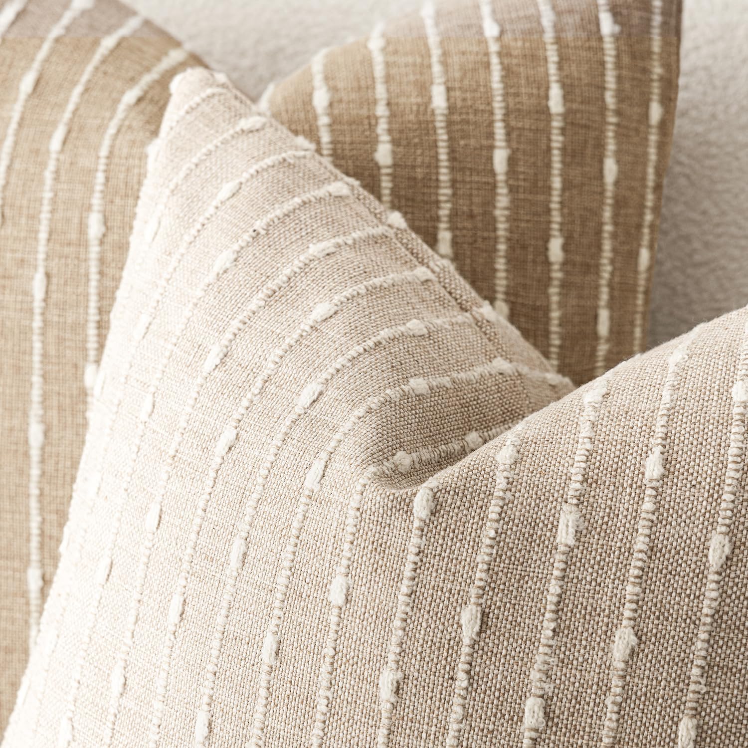 Foindtower jacquard stripes provide a three-dimensional texture to elevate decor.