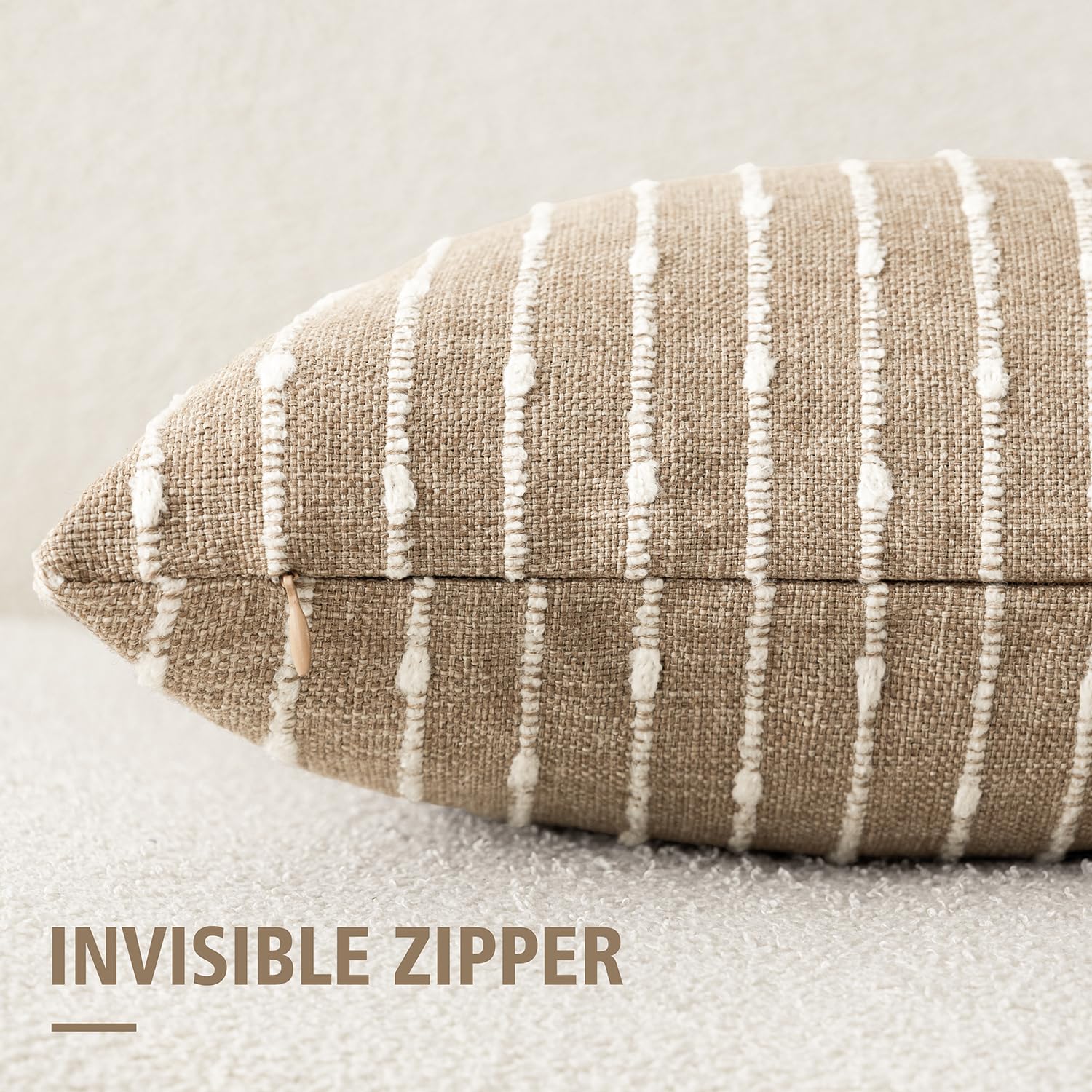 Foindtower jacquard weave pillow with three-dimensional stripes for modern styling.
