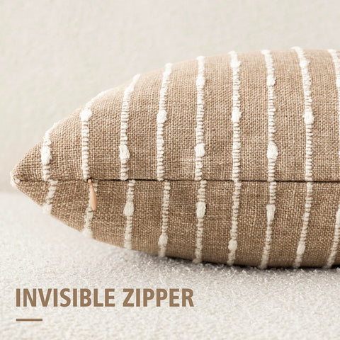 Foindtower jacquard weave pillow with three-dimensional stripes for modern styling.