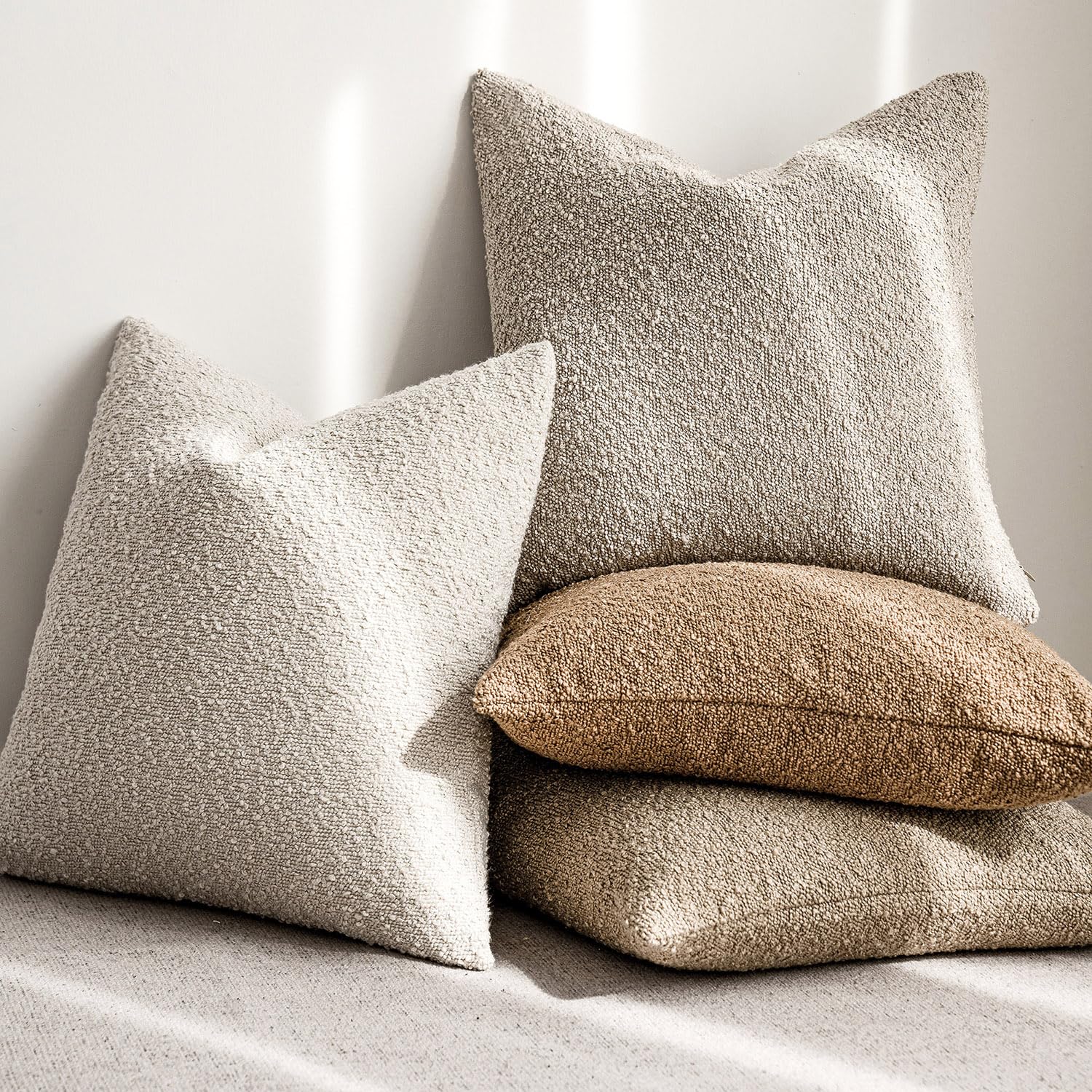 Foindtower durable machine-washable bouclé fabric keeps looks fresh for busy spaces