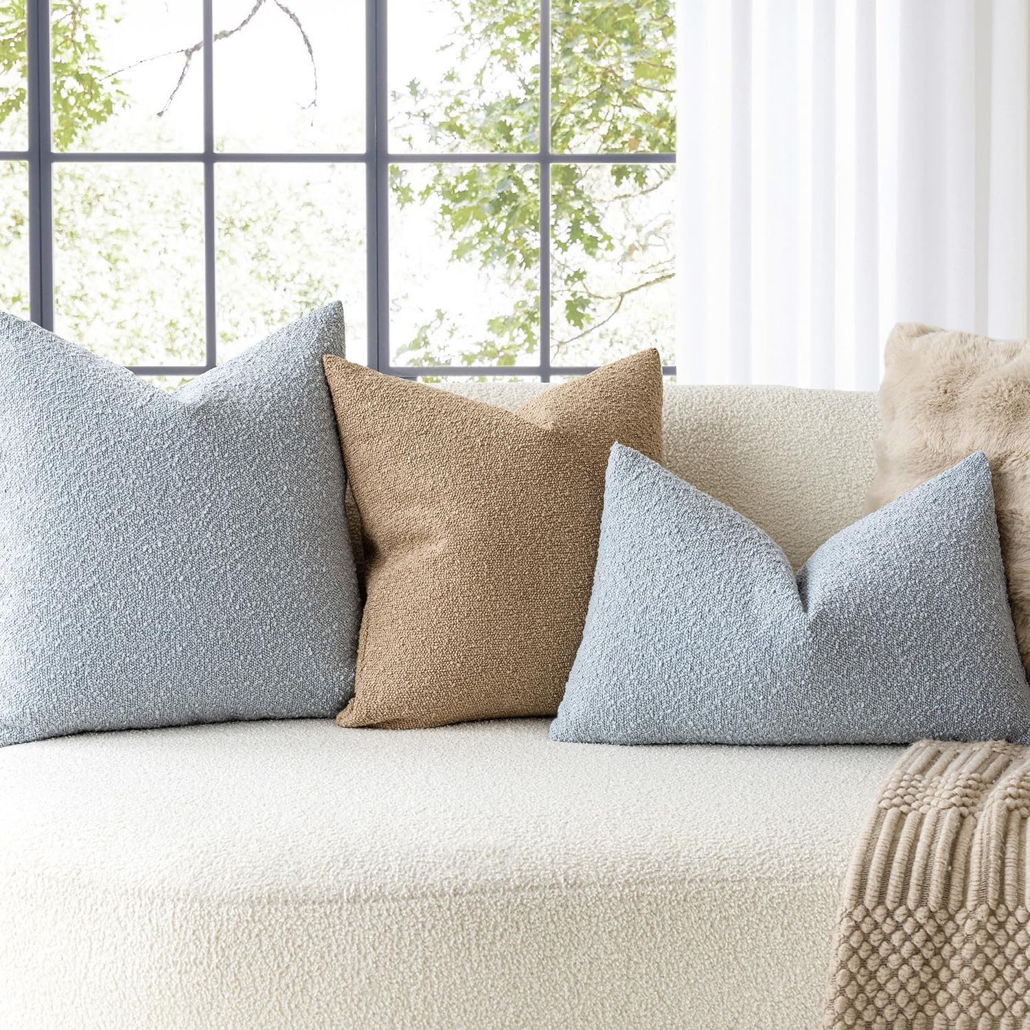 Foindtower Neutral camel color pillow cover adds chic warmth to any room.