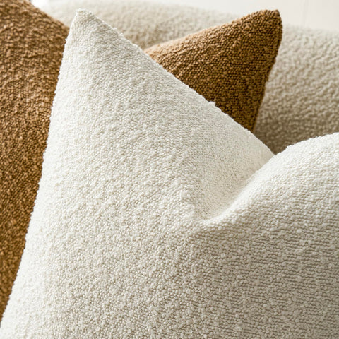 Foindtower neutral bouclé pillow cover complements sofas and chairs with subtle texture