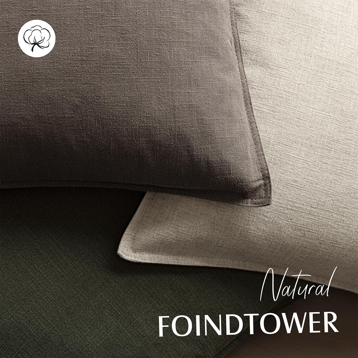 Foindtower neutral pillow cover in living room setup enhances versatile decor.