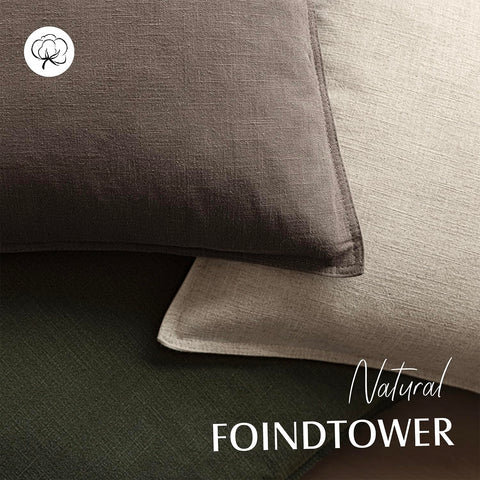 Foindtower neutral pillow cover in living room setup enhances versatile decor.