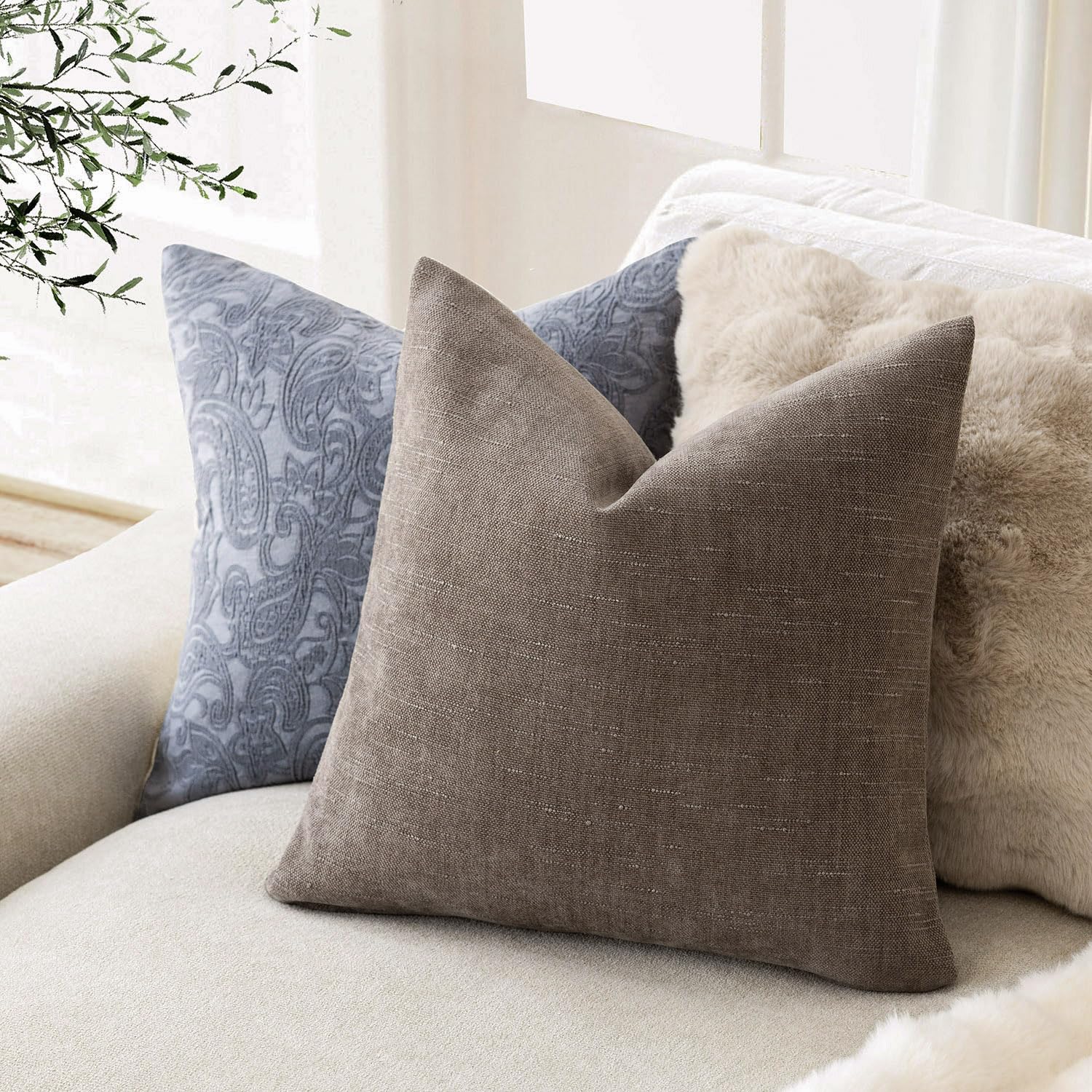 Foindtower pack of 2 pillow covers complements living room decor