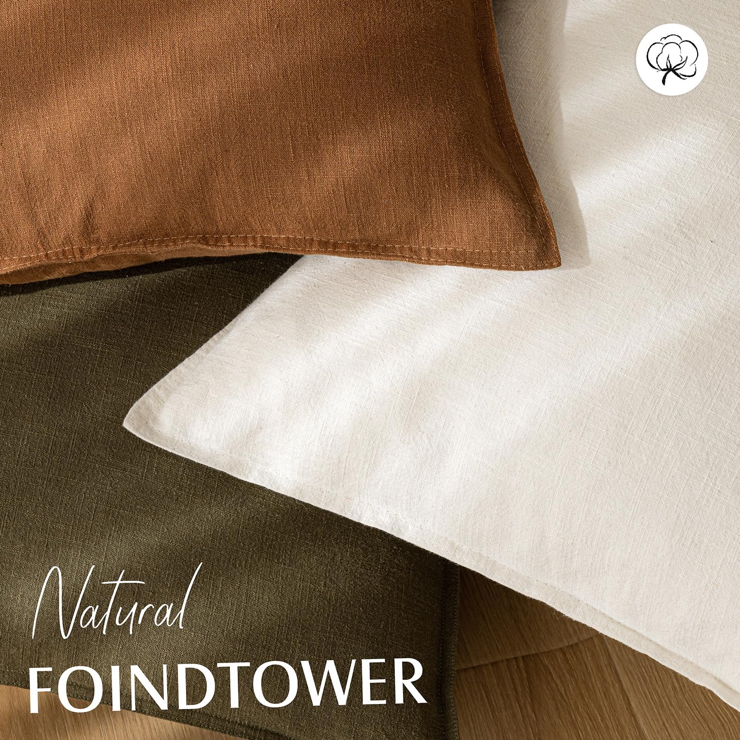 Foindtower pack of 2 cream pillow covers sized 22x22 for quick refresh.