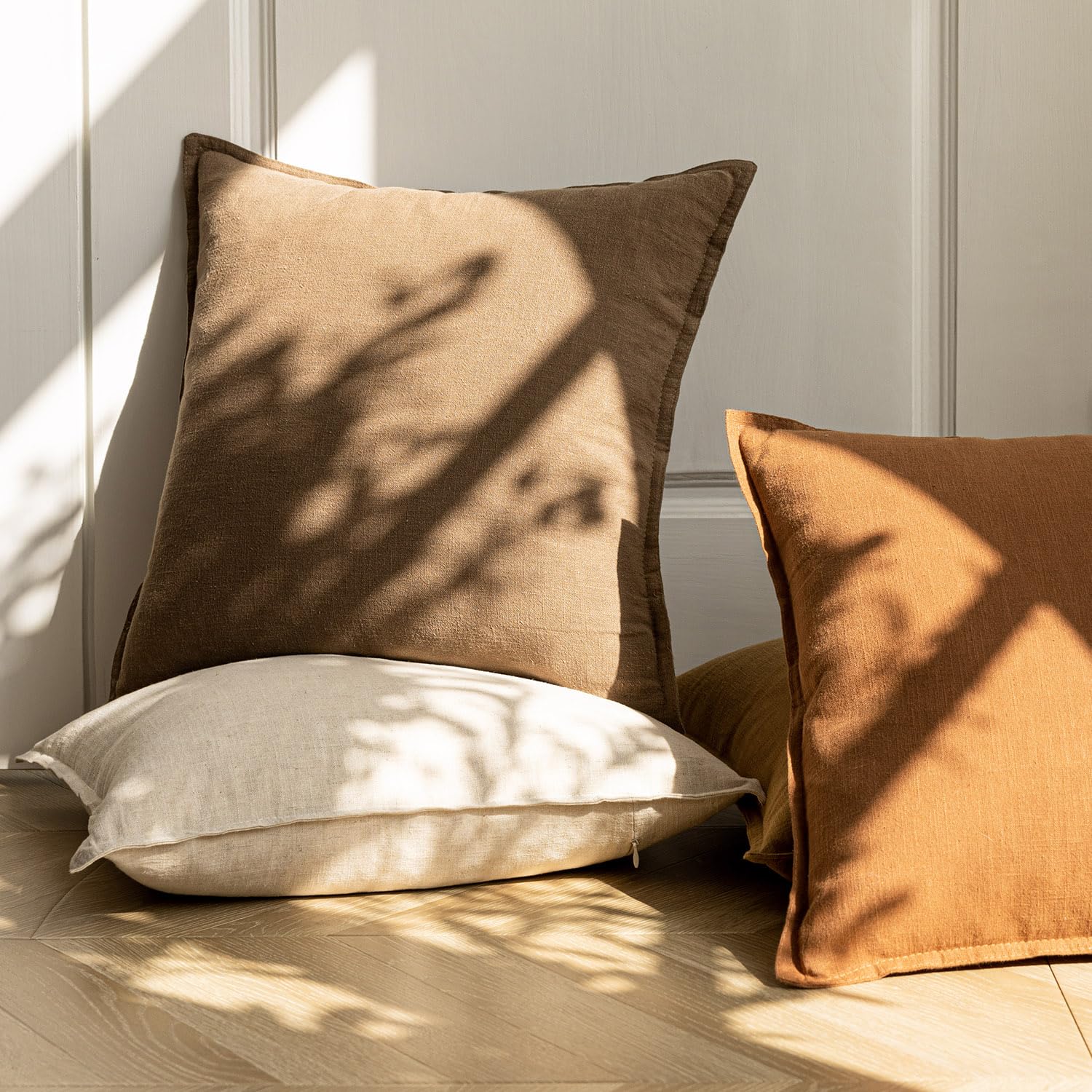 Foindtower pillow cover with durable stitching protects against wear.