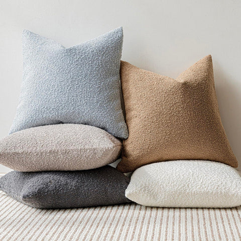 Foindtower Boucle pillow cover easy care wash dry shows practical maintenance.