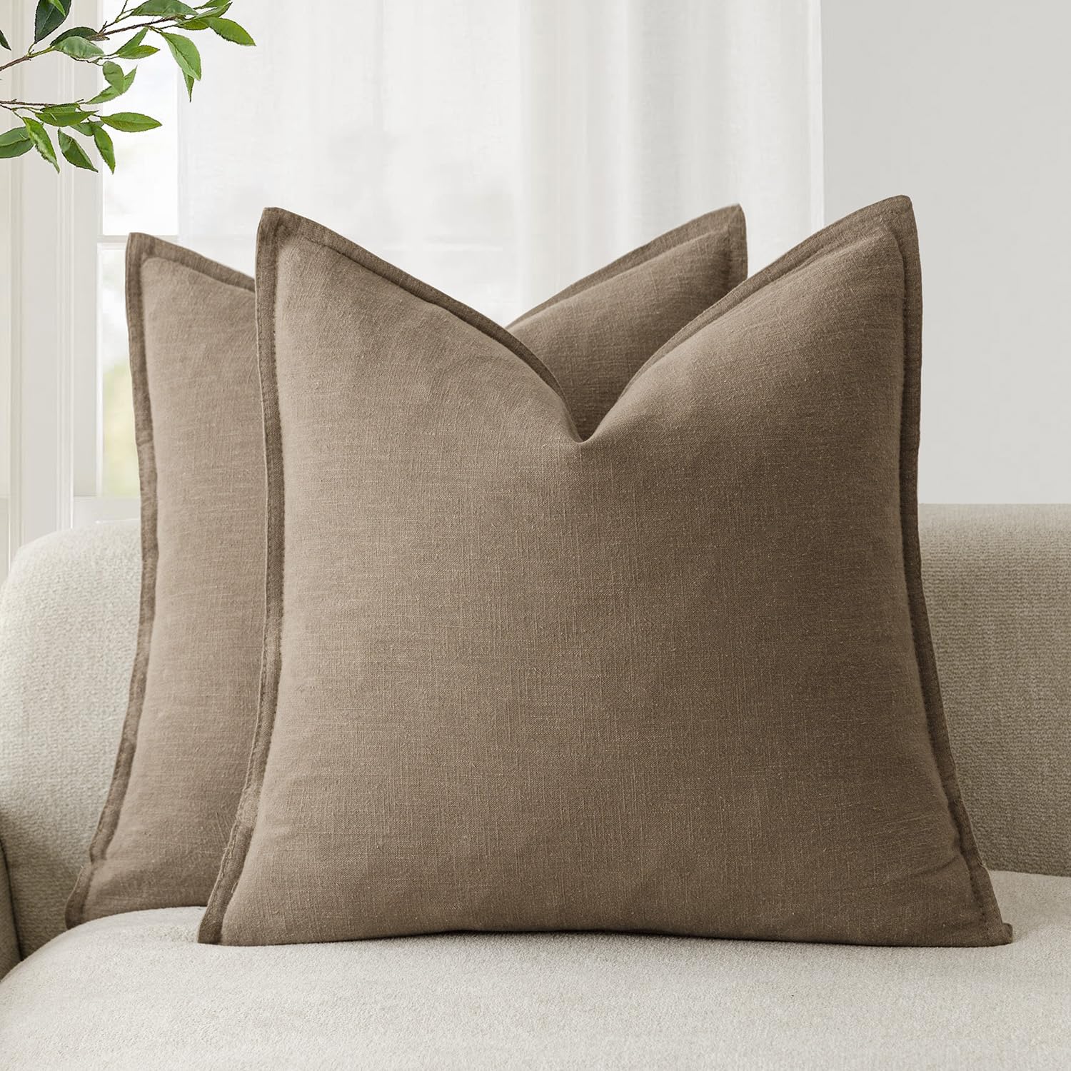 Foindtower pillow cover with flange edge adds subtle texture to 22x22 pillow.