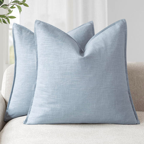 Foindtower sky blue pillow cover with flange edges for cozy seating