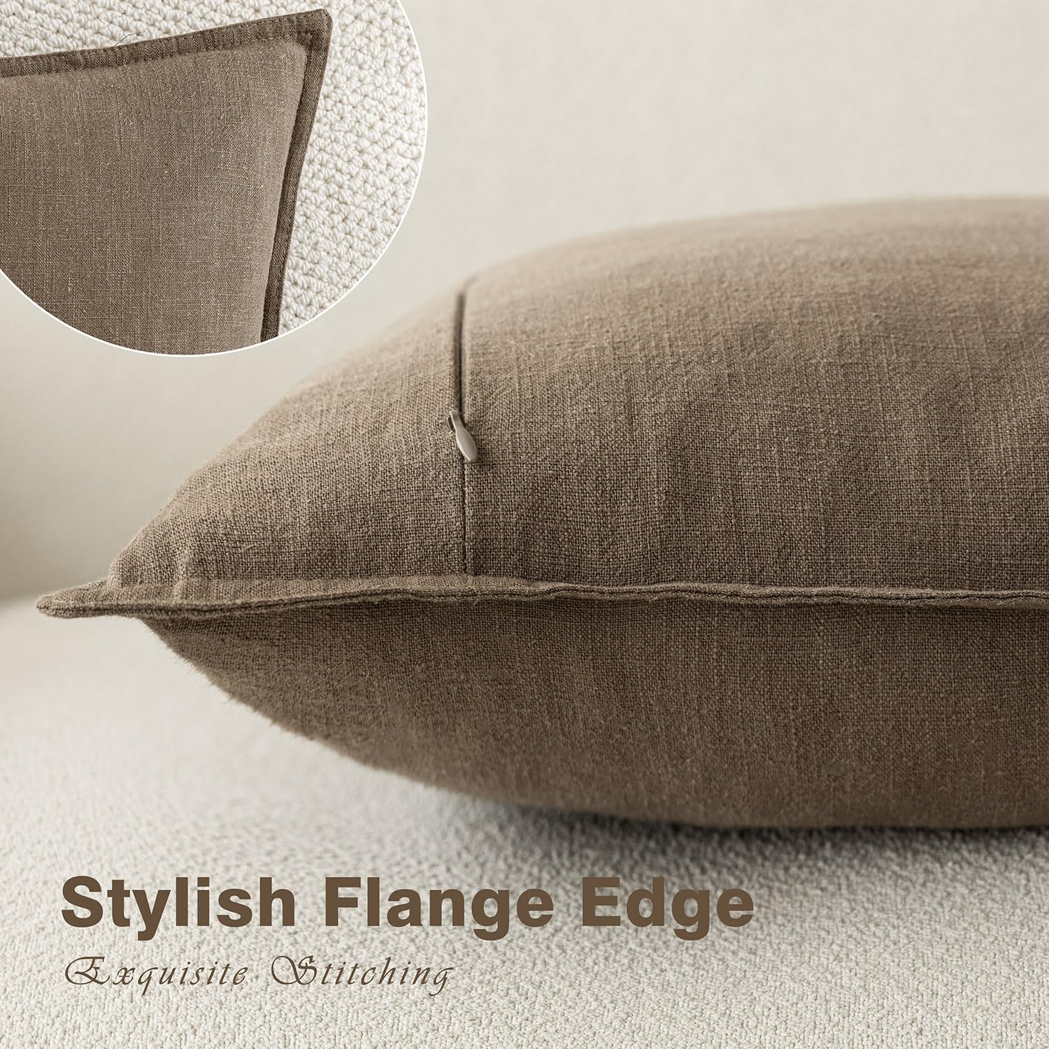 Foindtower natural ramie cotton fabric pillow cover feels soft.
