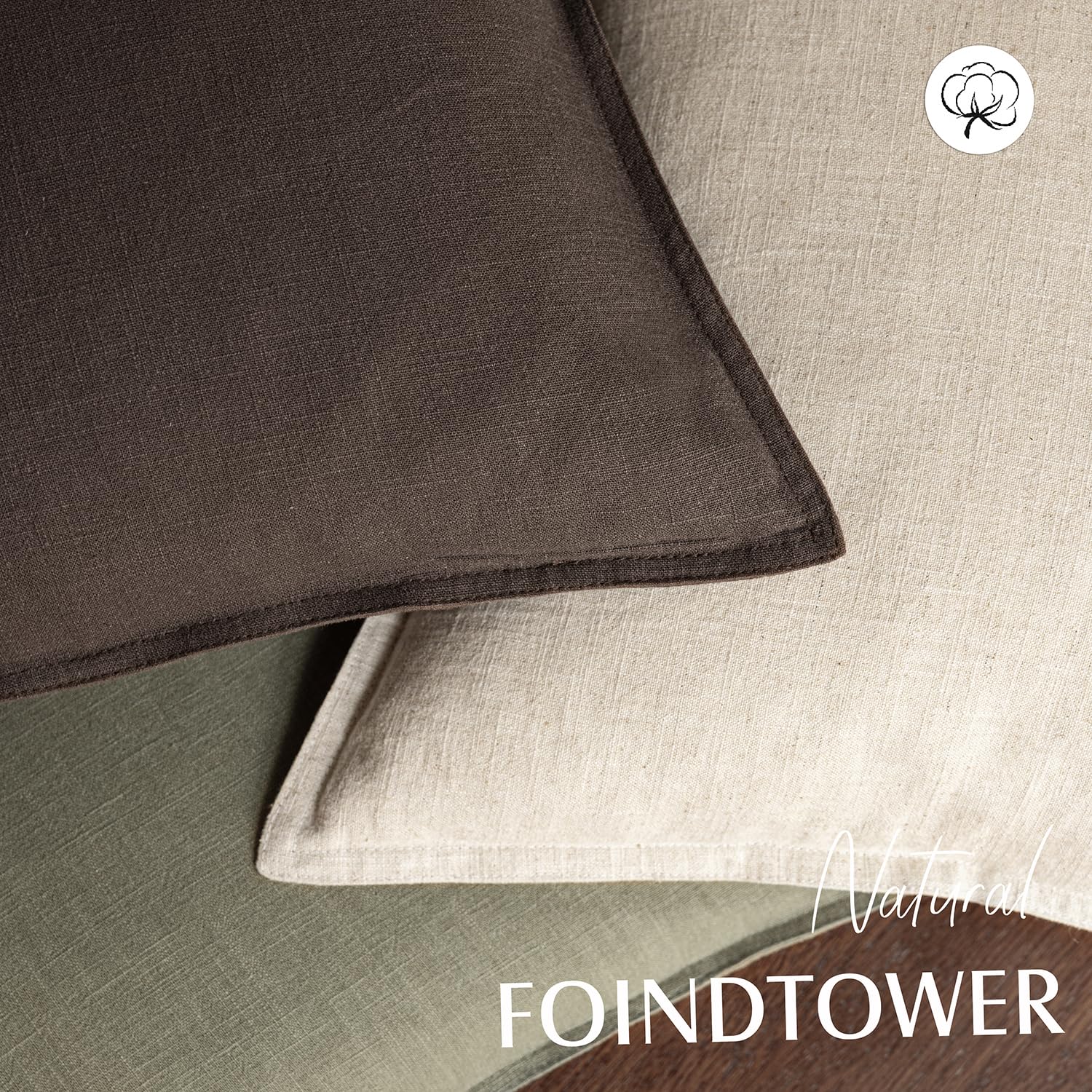 Foindtower pillow-cover on sofa enhances neutral decor.