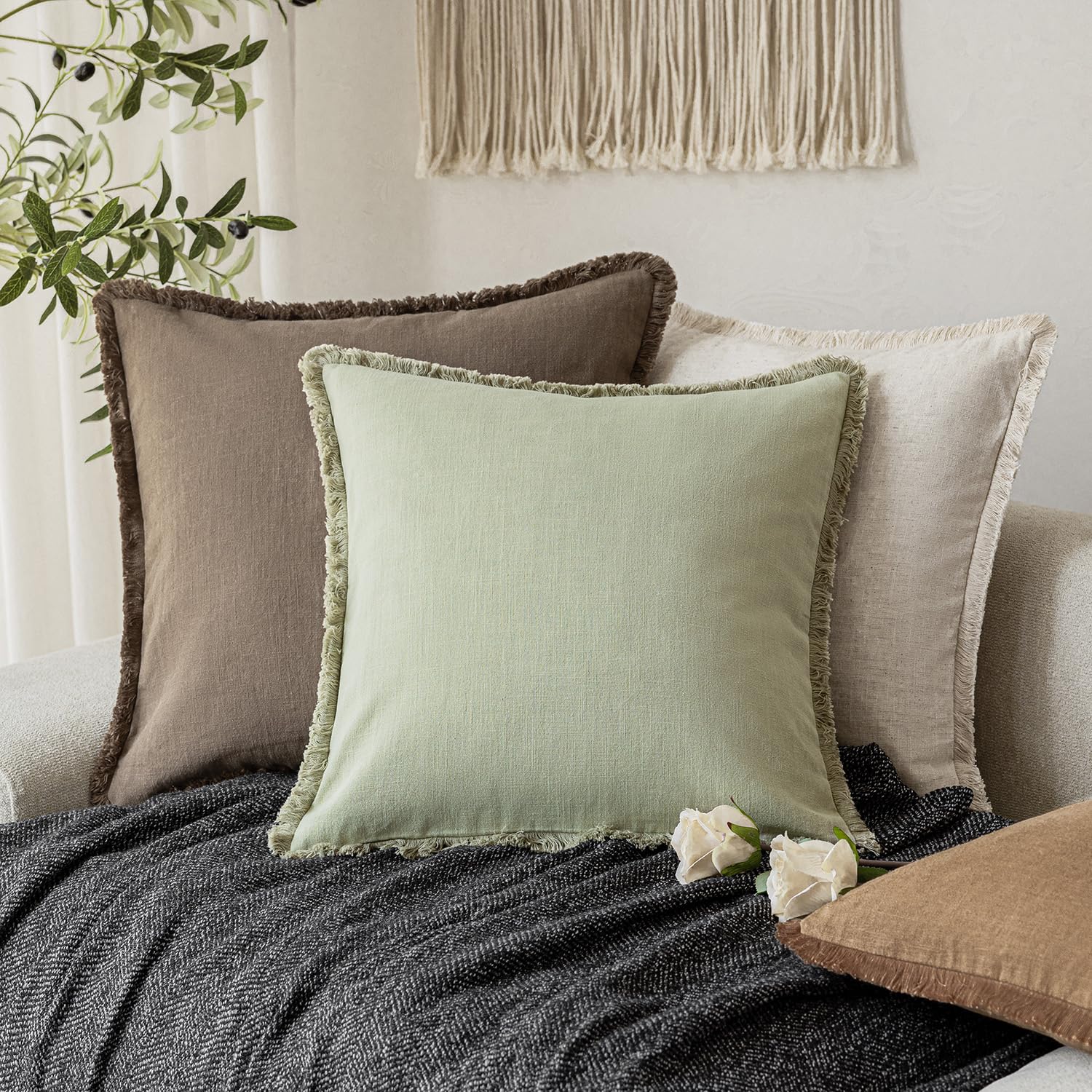 Foindtower two-pack pillow covers elevate sofa or bed with soft texture.