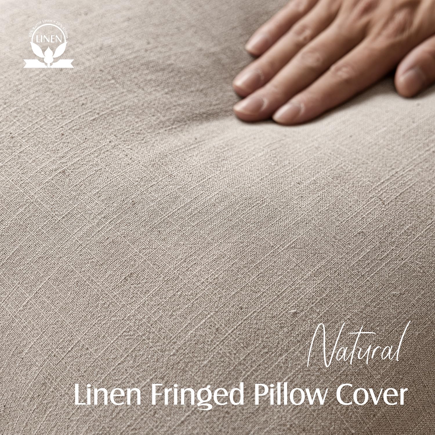Foindtower ramie-cotton fringe pillow cover enhances boho decor.