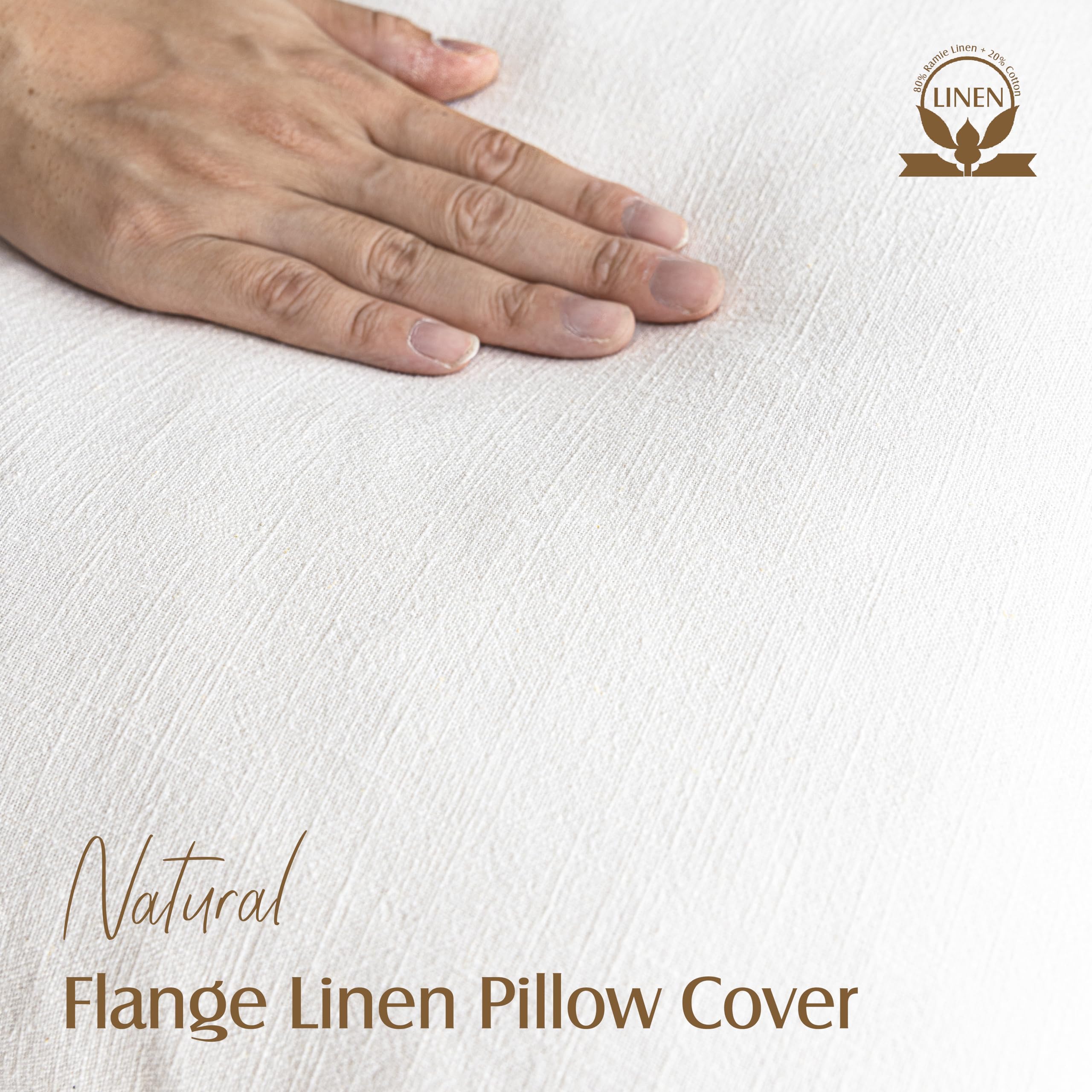 Foindtower ramie-cotton fabric pillow cover in cream for breathable comfort.