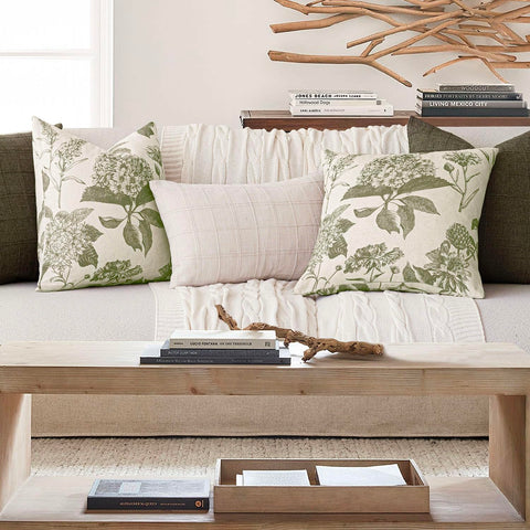Foindtower sage green floral decor pillow cover enhances farmhouse style.