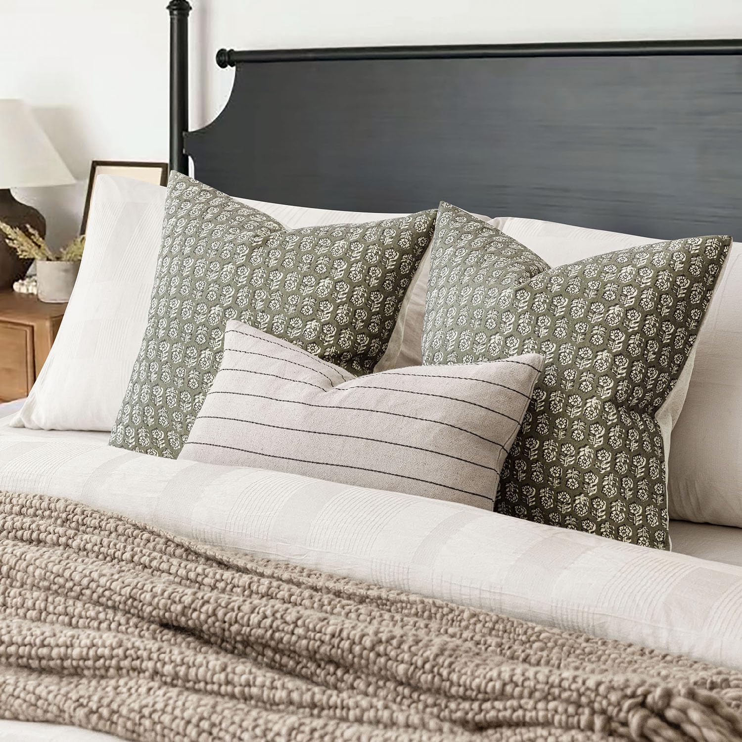 Foindtower farmhouse style cushion cover for sofas and chairs.