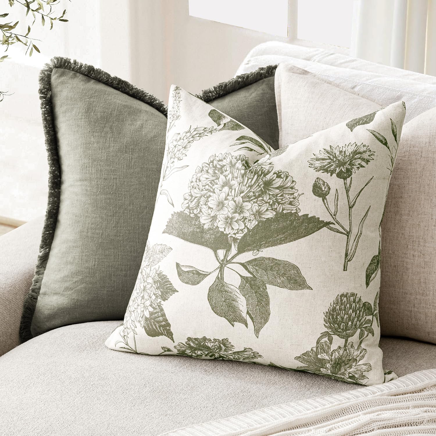 Foindtower set of two 18x18 pillow covers ready for sofa or bed styling.