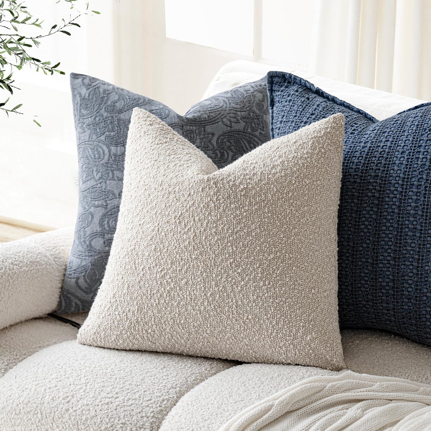 Foindtower soft neutral pillow cover complements bedroom ensembles with calm elegance