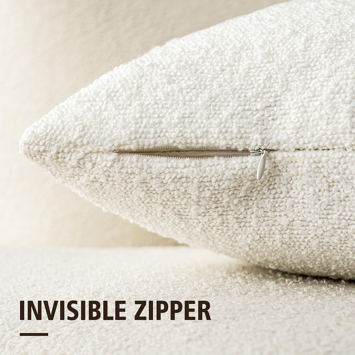 Foindtower textured bouclé cream cover enhances cozy sofa and chair styling.