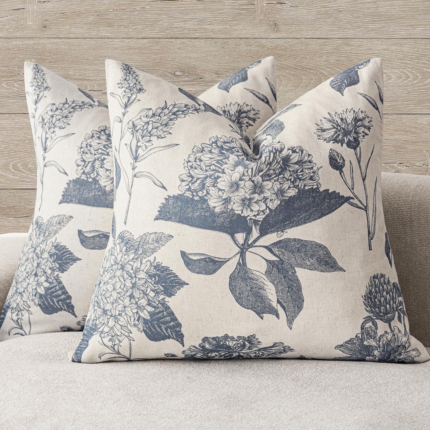 Foindtower vintage floral pillow cover front view adds cozy charm to sofas.