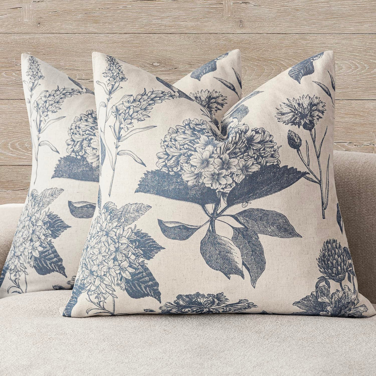Foindtower vintage floral pillow cover front view adds cozy charm to sofas.