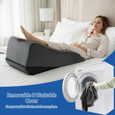 FOITLE leg elevation pillow demonstrates height adjustments for different recovery stages.