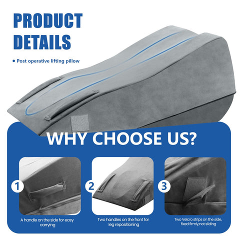 FOITLE leg elevation pillow with triple handles for easy lifting and repositioning.