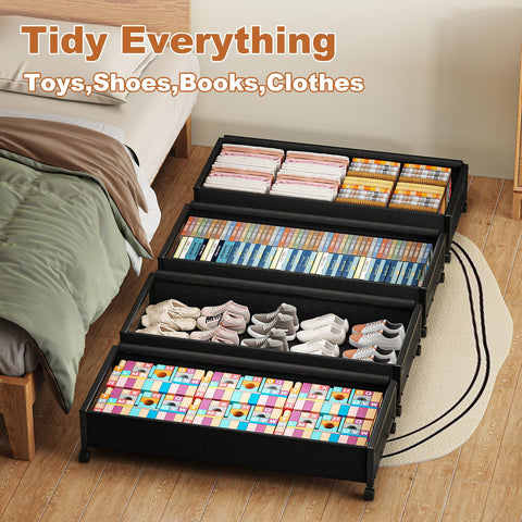 Fokyfok 36-inch under-bed storage drawer with wheels keeps items reachable.