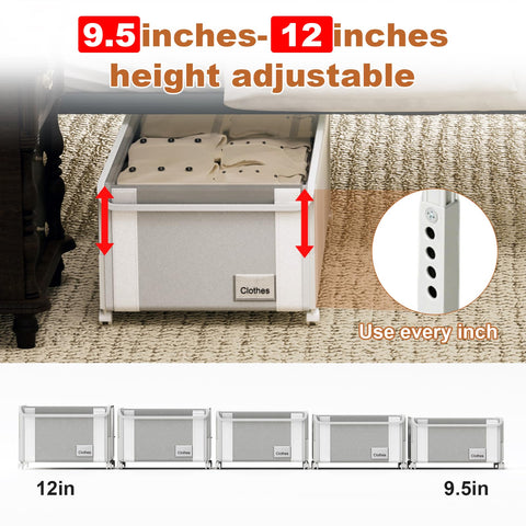 Fokyfok adjustable-height underbed storage fitting 10-12 inch clearances