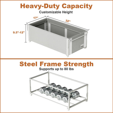Fokyfok durable steel frame underbed drawer supports heavy items