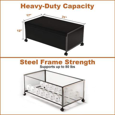 Fokyfok large rolling under bed drawers with lid protect from dust