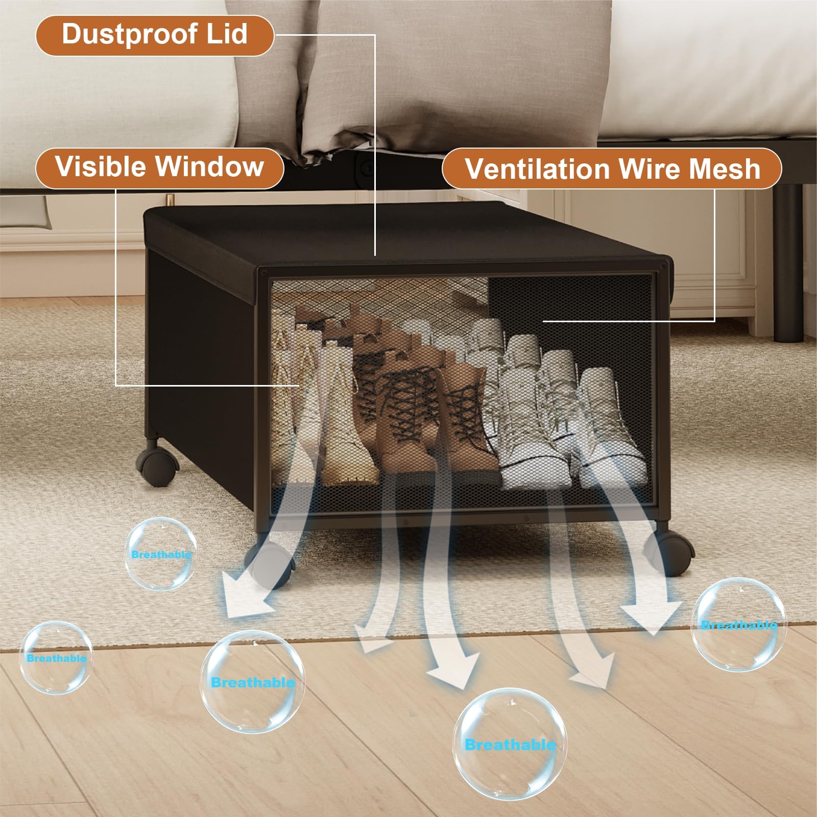 Fokyfok metal frame under bed storage supports up to 80 lb
