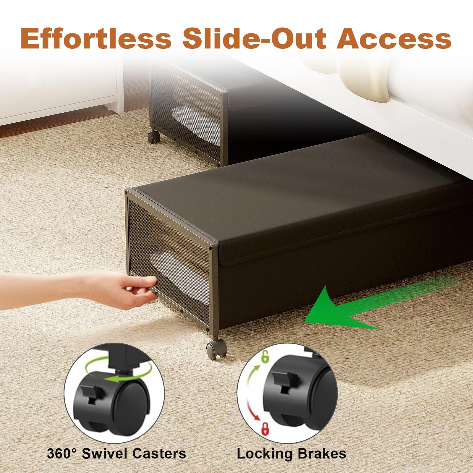 Fokyfok under-bed storage at 10-inch height fits under most beds